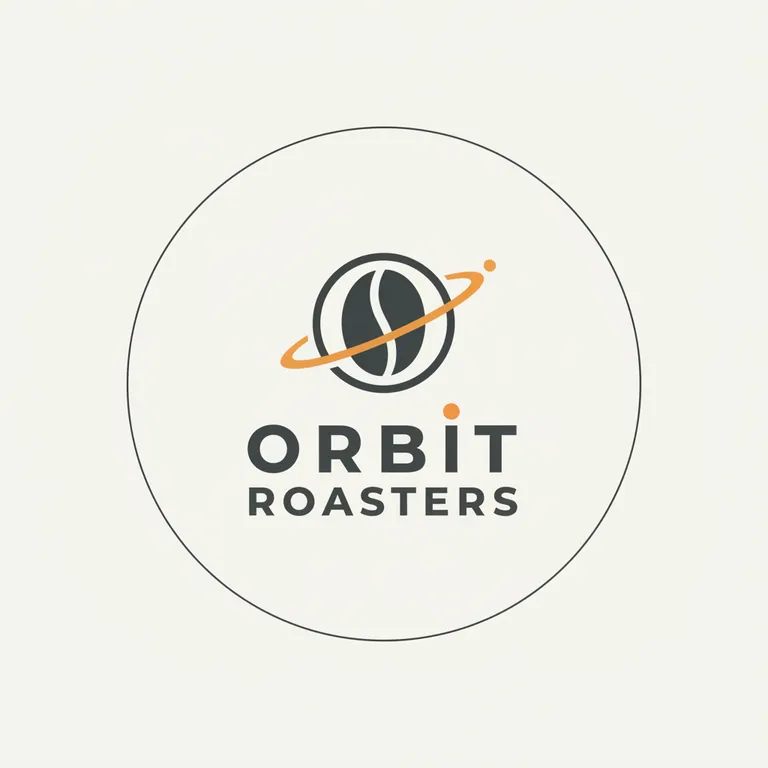 Nano Banana (Gemini 2.5 Flash Image)’s picture for “A minimalist logo for a coffee brand called "Orbit Roasters", flat vector, two colours, the name clearly lettered”