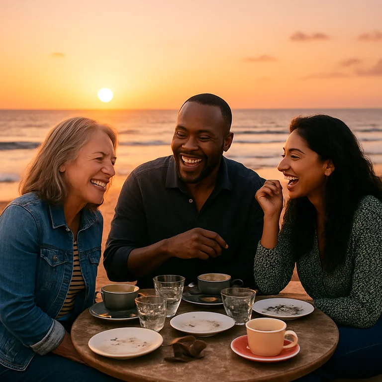 The café photo moved to a beach by GPT Image 1 Mini