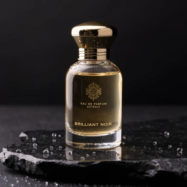 Recraft V4.1 Utility’s picture for “A glass perfume bottle on wet black stone, soft studio lighting, water droplets, high-end product photography”